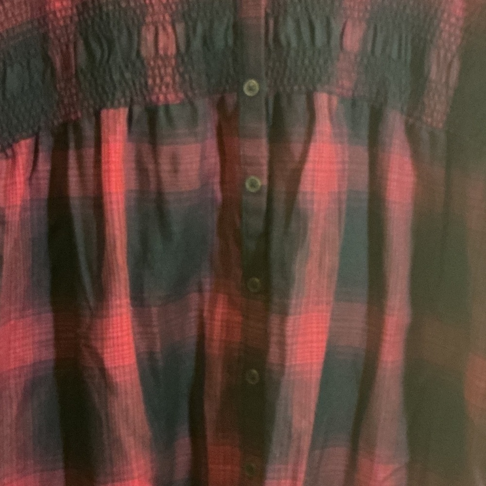 Knox Rose Flannel Plaid Button-Up Dress - Red and Black - Picture 7 of 8